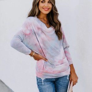 Vici Tie Dye Dolman Knit Top | Medium